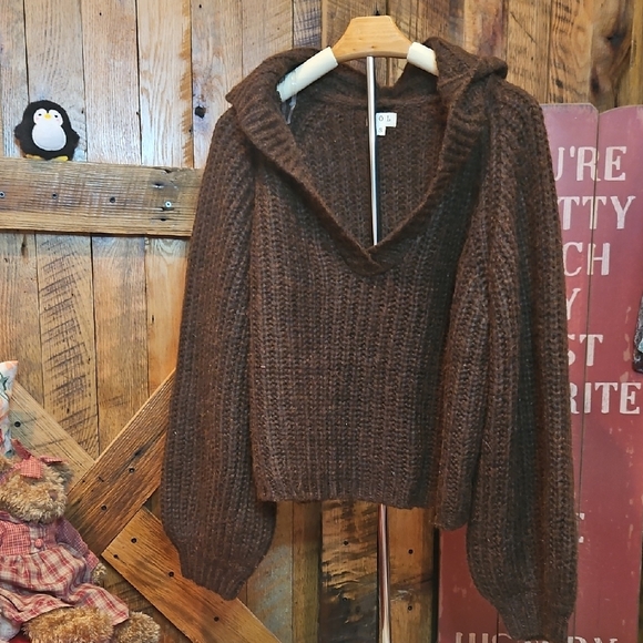 POL Sweaters - 051 POL Chocolate Brown V-Neck Sweater
